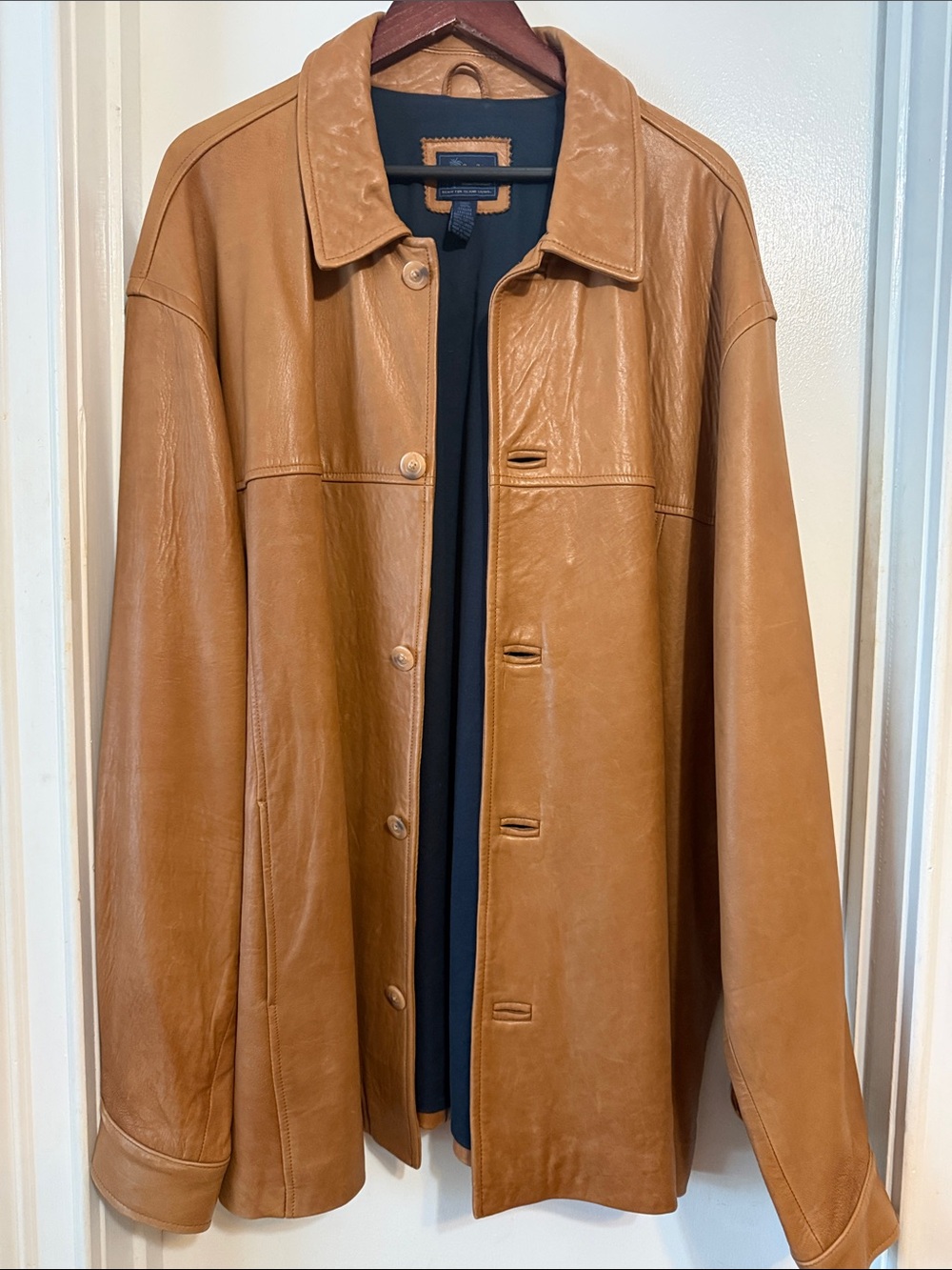 Tommy Bahama Caramel Leather Trench Coat